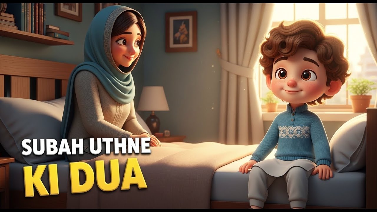 Subah Uthne Ki Dua 🌞 Kids Islamic Dua | Morning Dua for Children | Urdu + English | Islamic Cartoon💖
