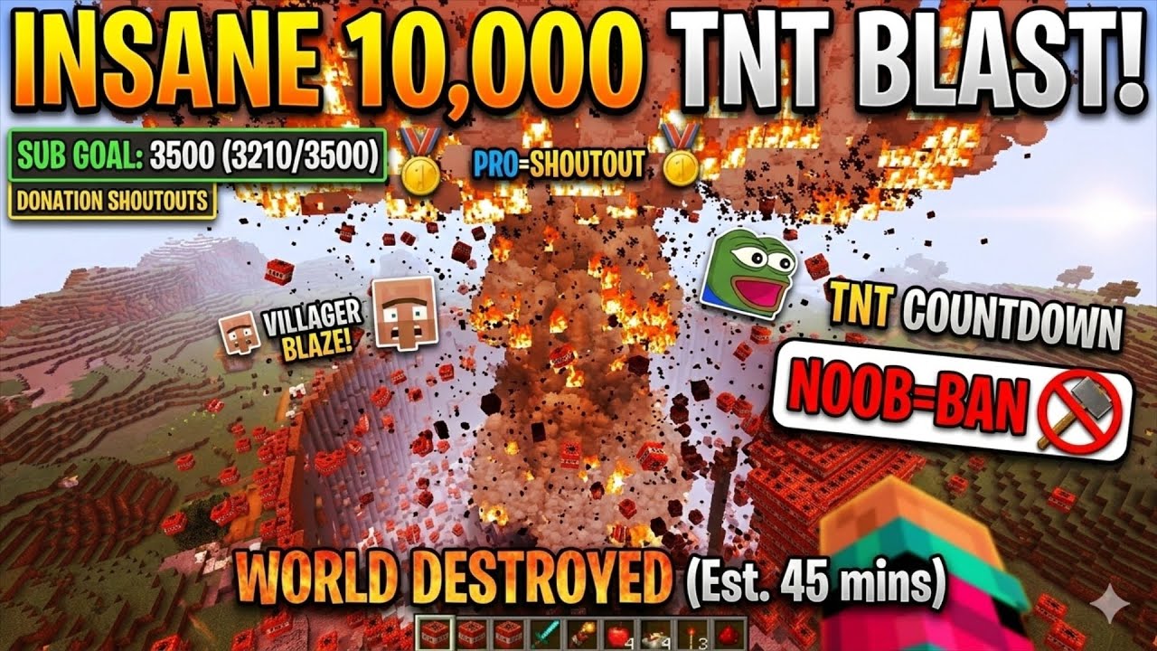 Minecraft Blasting 10000 tnt 🤯 1 sub = 100 tnt
