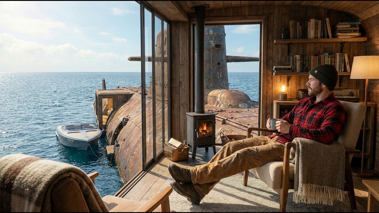 I Built a Fully Equipped House Inside a Rusty Submarine (ASMR)