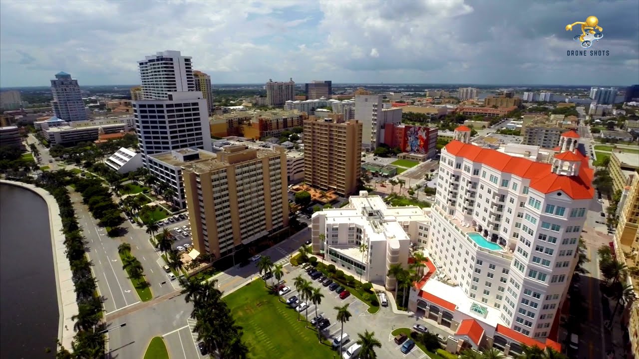 Downtown West Palm Beach Florida by Drone - Palm Beach FL Aerial Drone Shots