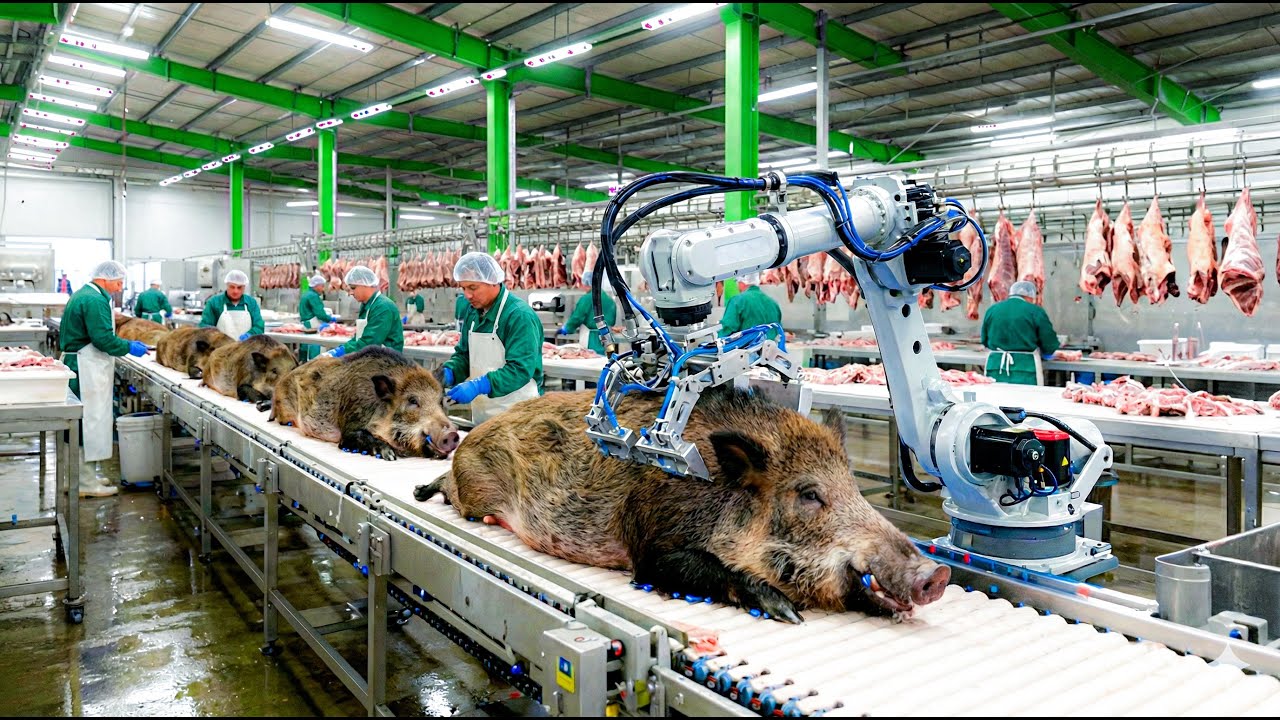 Inside Giant Wild Boar Farm – Breeding to Meat Processing Complete Factory Tour