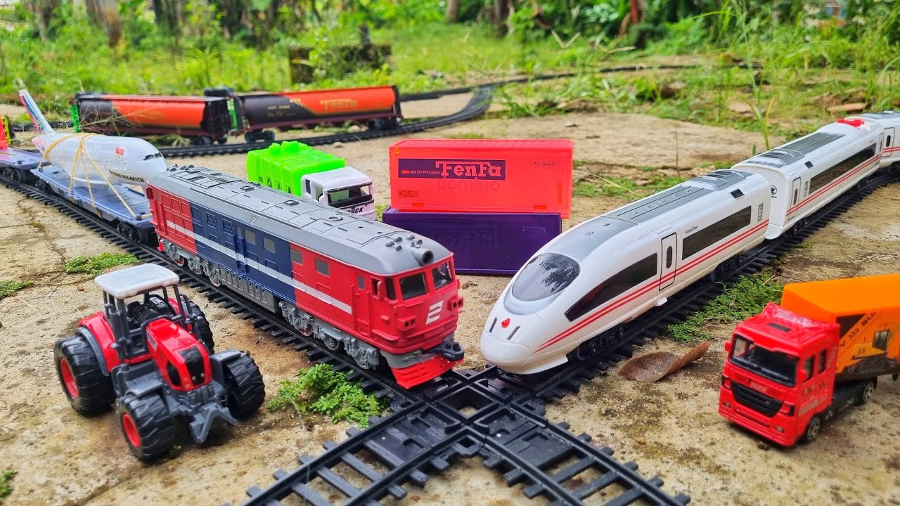 Mencari dan Merakit Mainan Kereta Api Listrik, Kereta Api Cepat, Kereta Api Diesel Membawa Pesawat