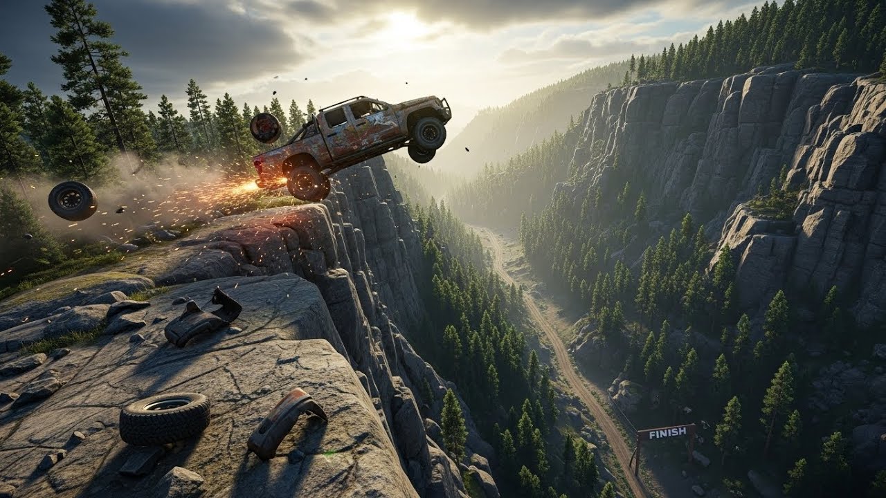 Downhill Cliff Drops Marathon – Ultimate Drop Challenge BeamNG.drive