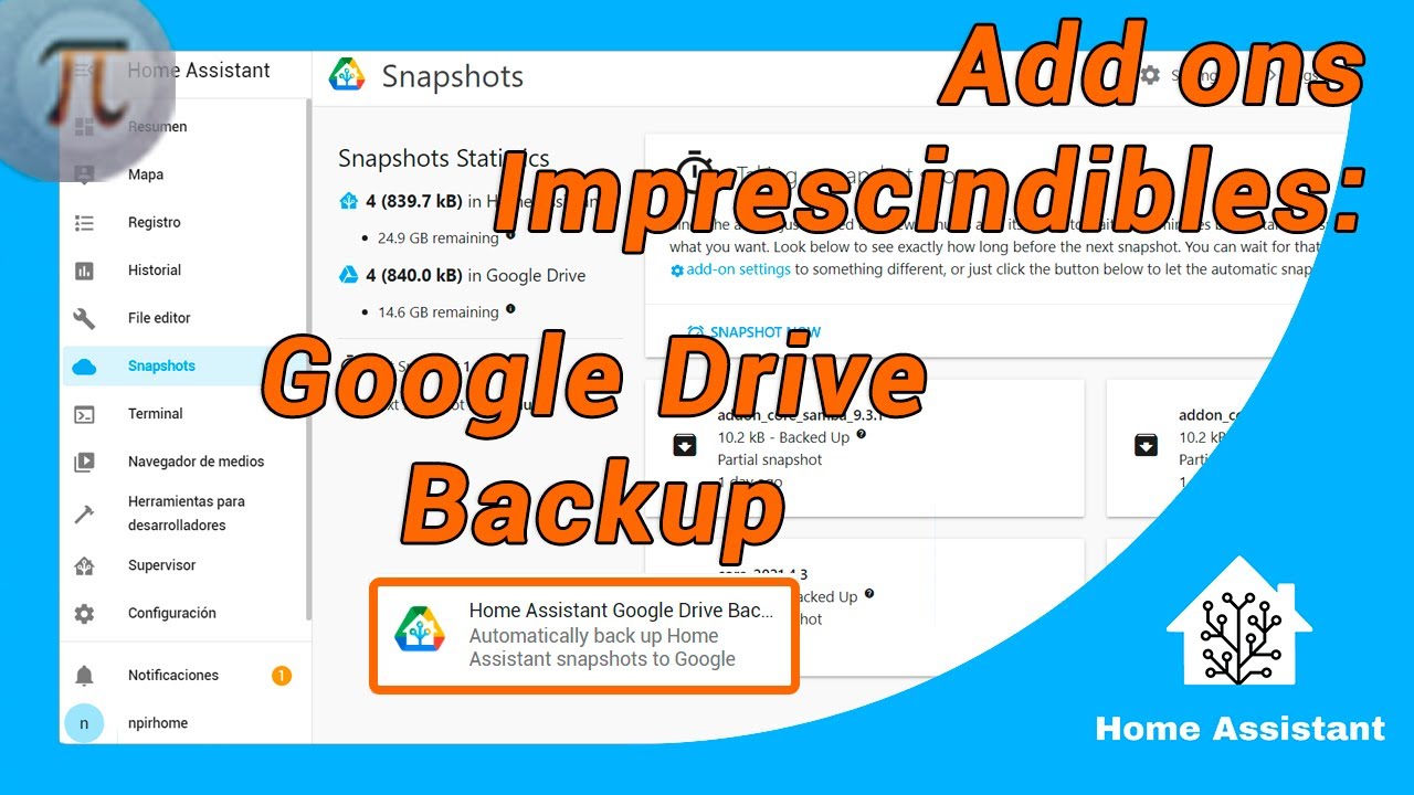 💾 Addons IMPRESCINDIBLES para HOME ASSISTANT: Google Drive Backup