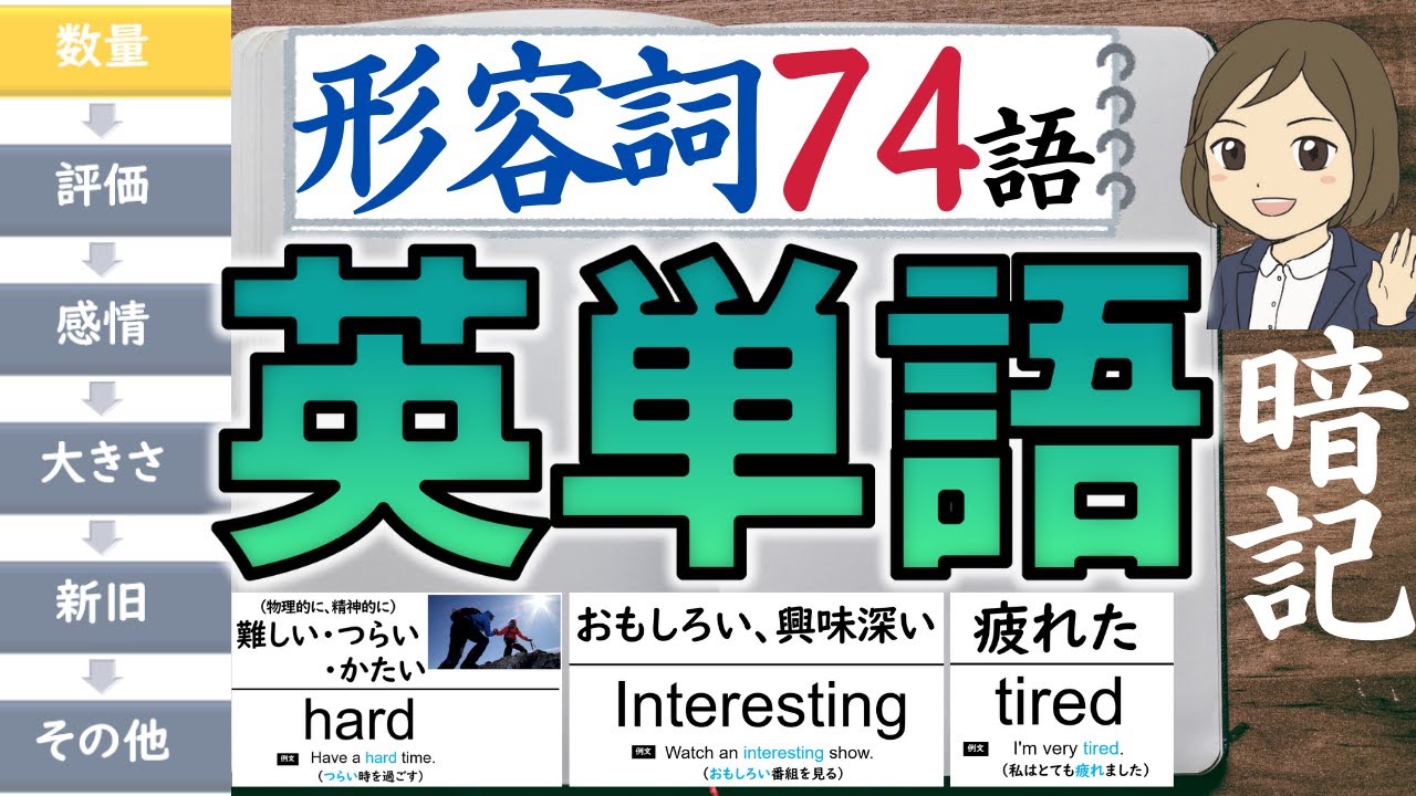 【中学 英単語】形容詞／聞き流し74語暗記／一問一答形式の覚え方、勉強法
