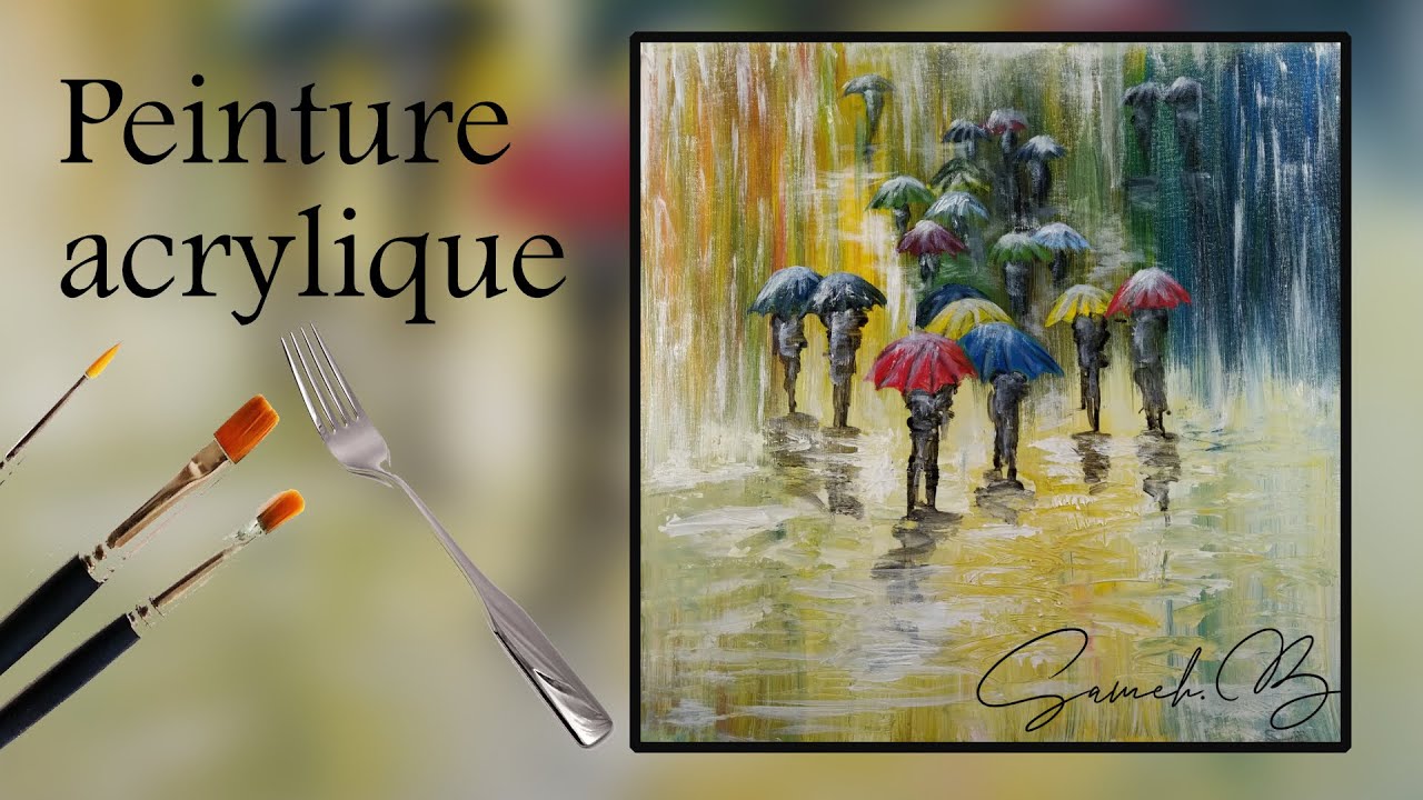 Peinture Acrylique / paysage urbain abstrait / peinture abstraite