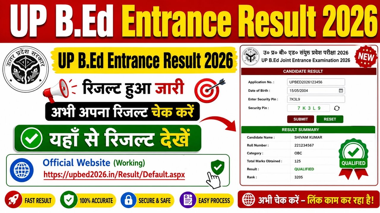 up bed result 2026 out, up bed result 2026 kaise dekhe,how to check up bed entrance exam result 2026