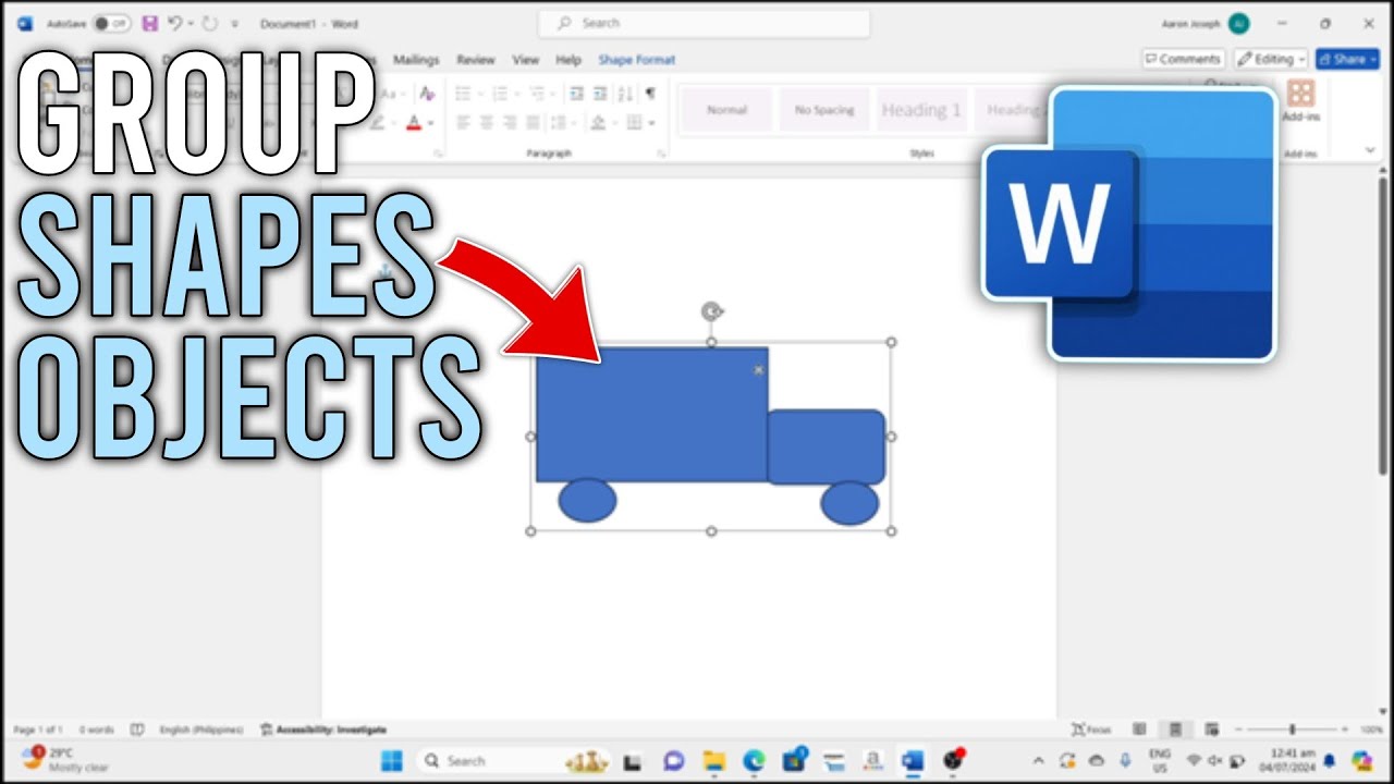 Как группировать фигуры/объекты в MS Word