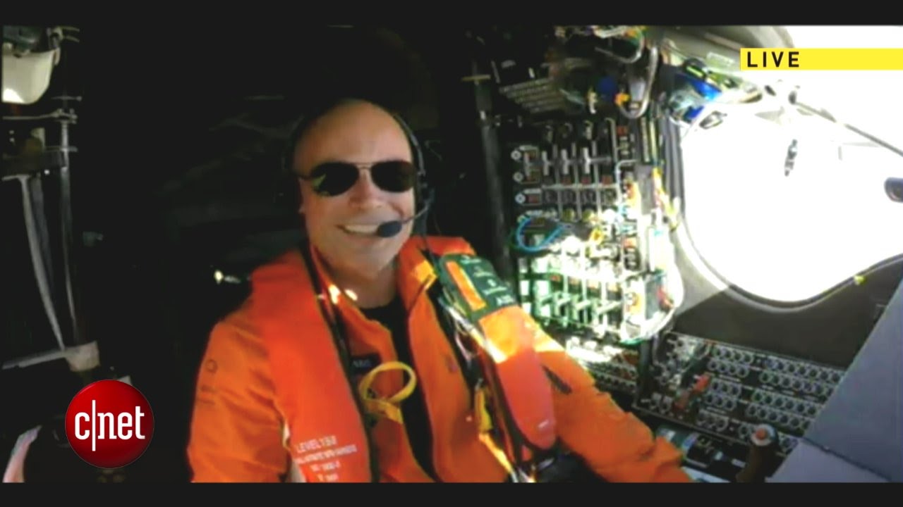 In-flight interview with pilot Bertrand Piccard of the Solar Impulse 2 solar-powered airplane