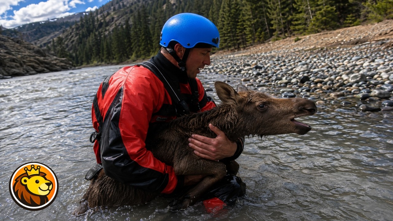 Baby Moose Swept By Current Gets Incredible Rescue 🥺❤️