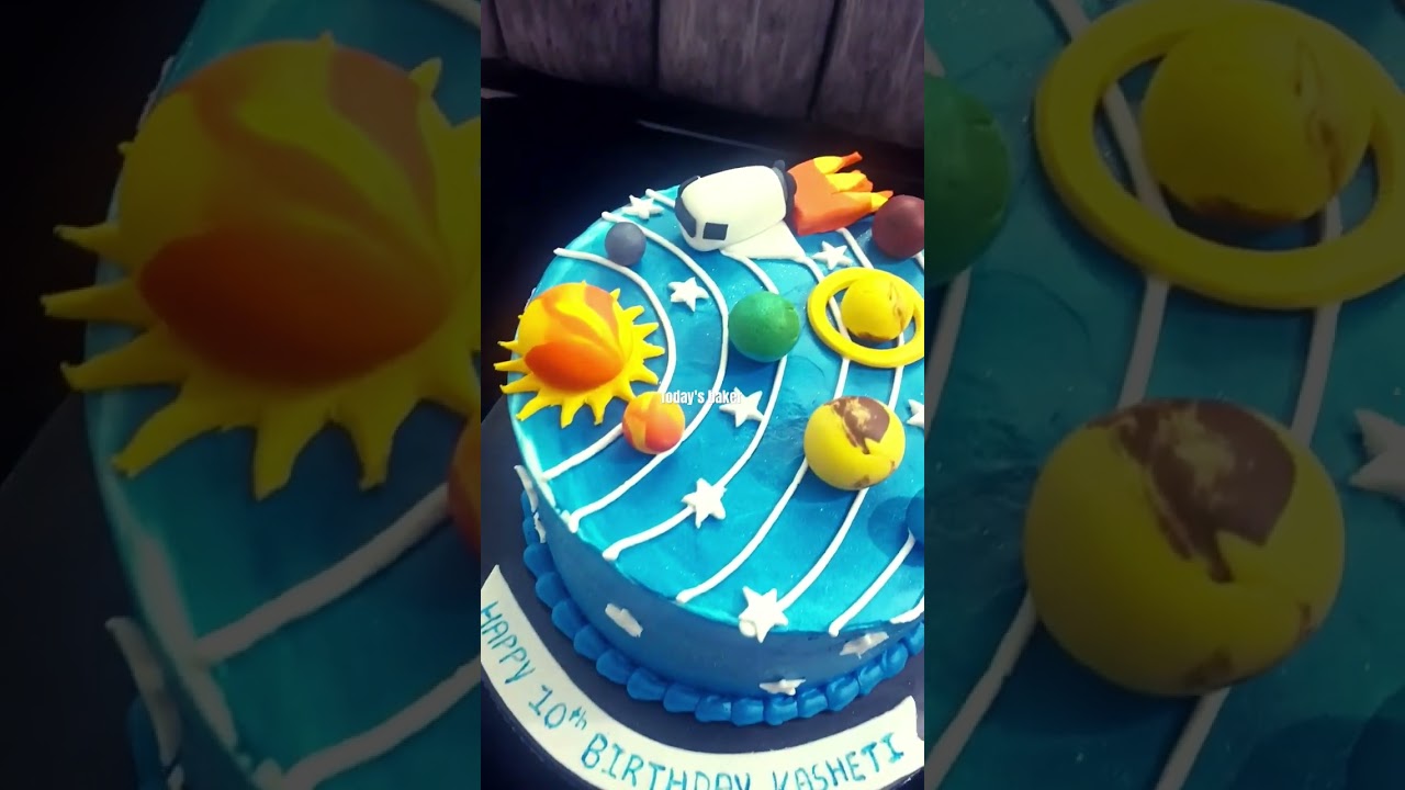 solar system theme cake |Galaxy theme cake | planet cake | fondant planets #youtubeshorts #shorts