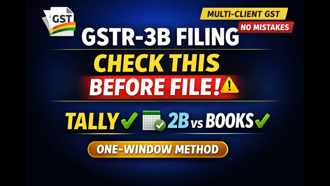 Before Filing GSTR-3B: Tally Checklist, 2B vs Books Reconciliation & Multi-Client GST Tips