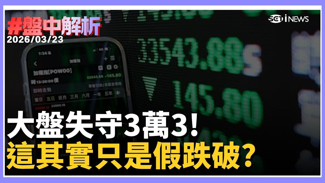 【#盤中解析】黑色星期一！台股再度失守3萬3 亞股大逃殺來襲😱日股暴跌1800點 韓股一度熔斷！封開平：台股跌幅不算恐怖 中小股逆勢狂飆！內資還扛的住？｜20260323 三立iNEWS