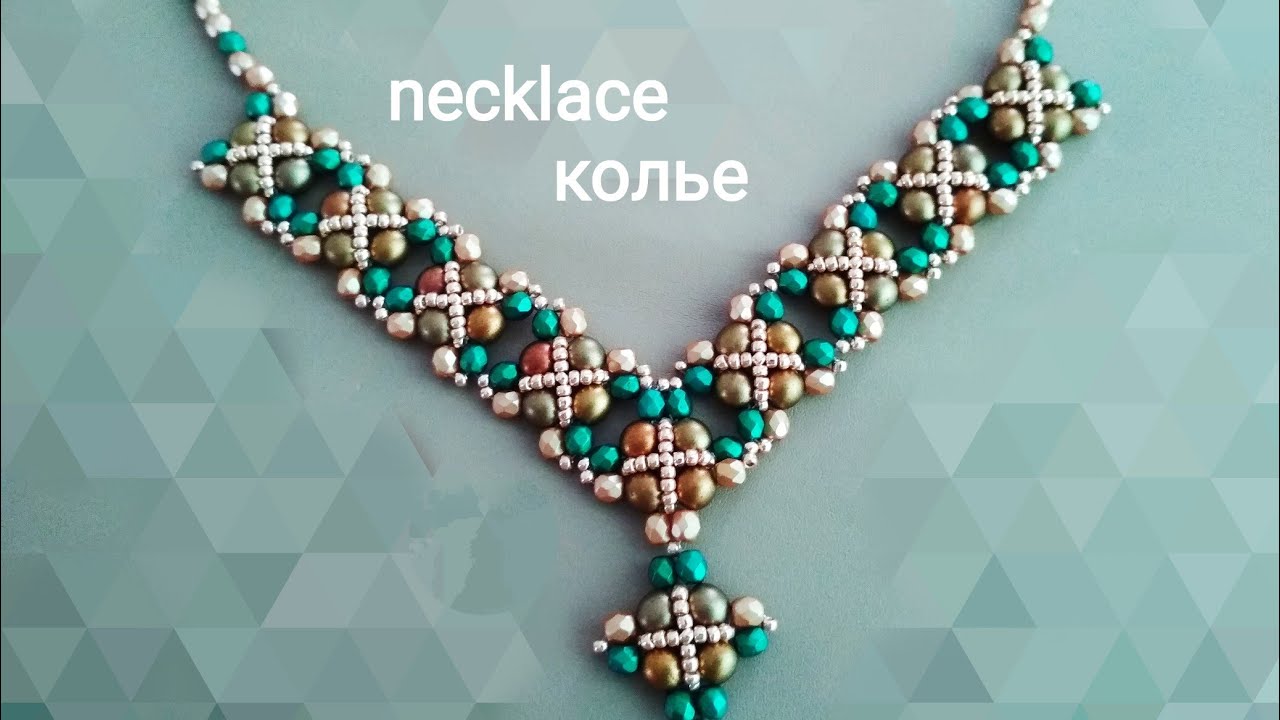 Beaded necklace. DIY. Колье-уголок. МК