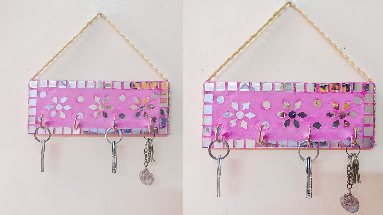 Diy Mosaic Key Stand for Beginners // Unique Key stand making with small mirrors and mosaic