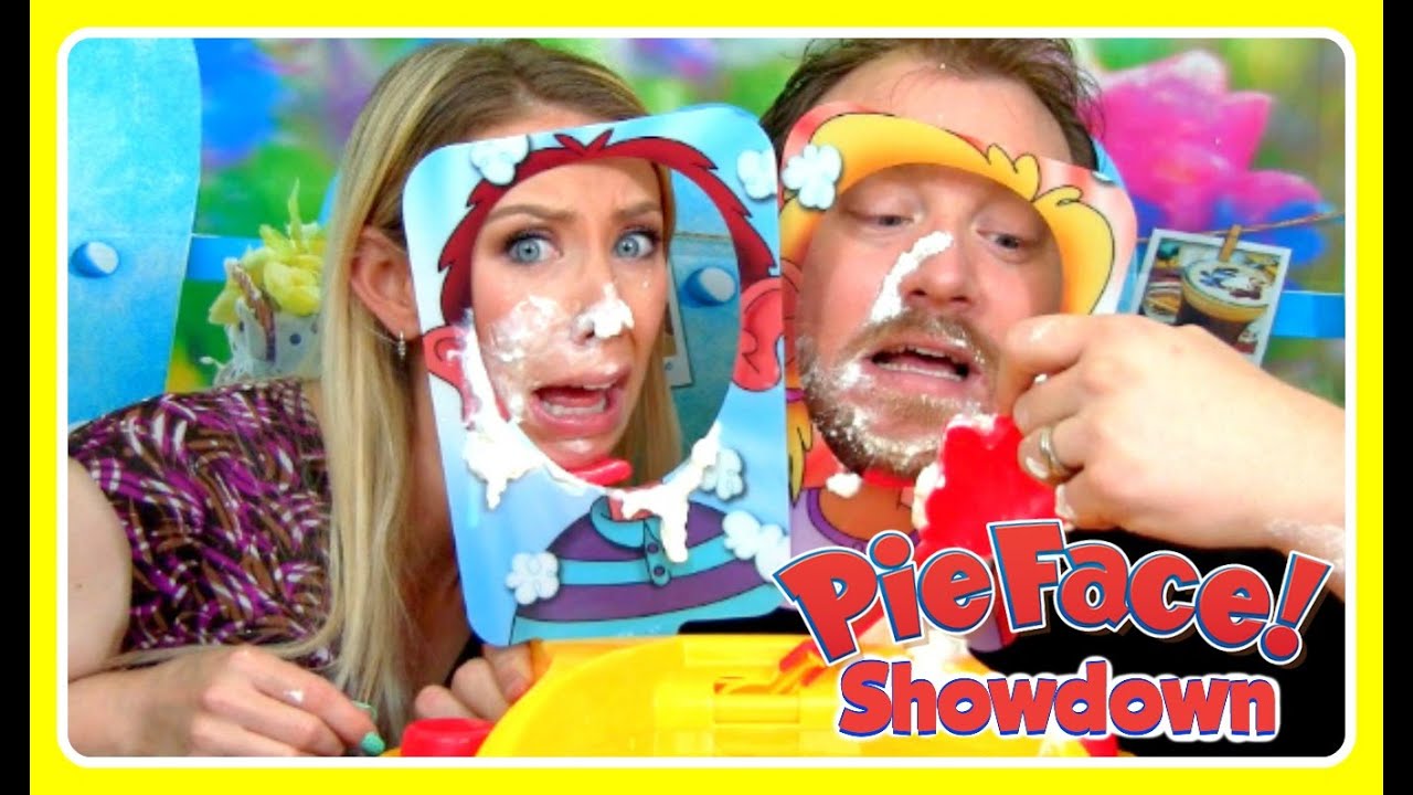 PIE FACE SHOWDOWN GAME CHALLENGE TOY! NEW GAME!! Hit In Face With Whipped Cream! FUNNY Video