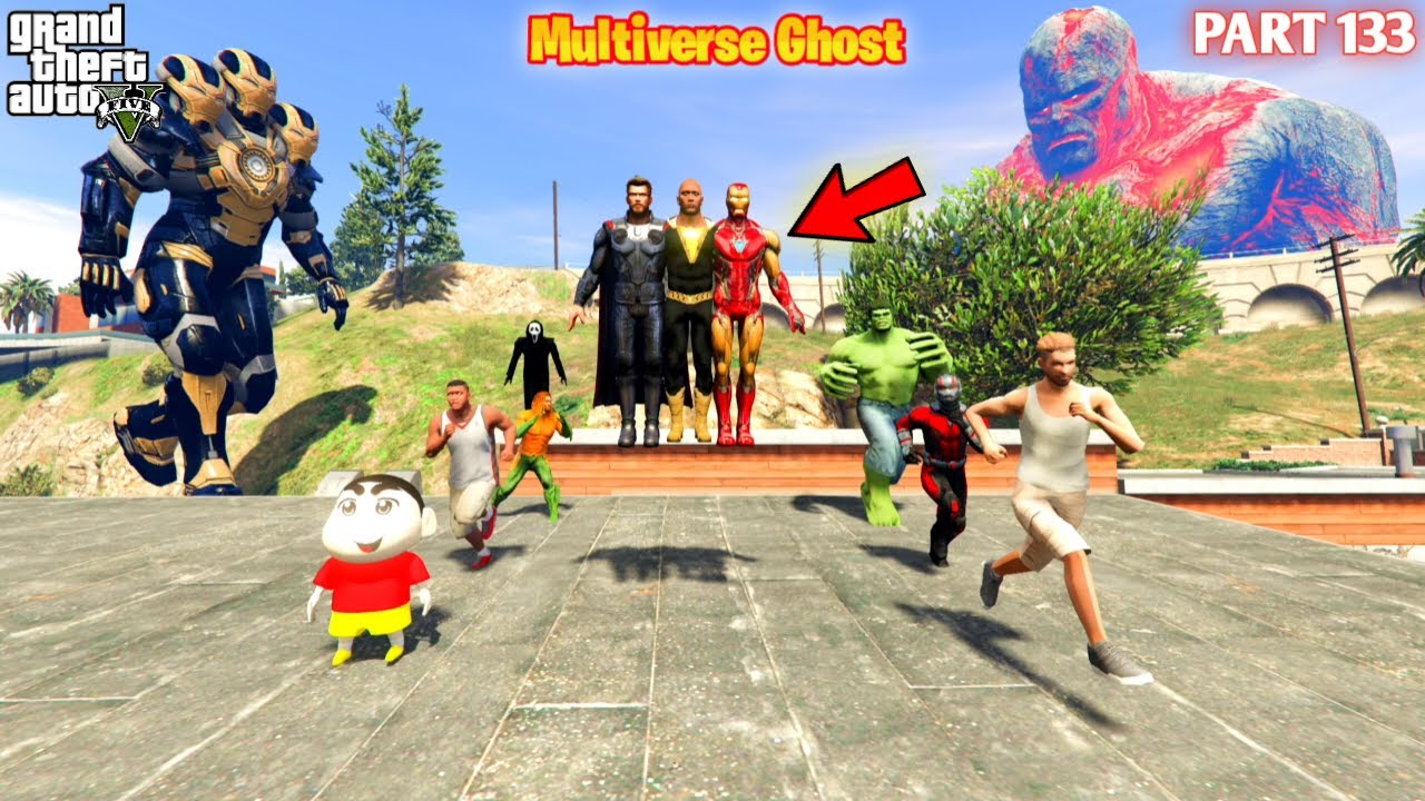 Multiverse Ghost Can Black Adam Save Franklin Shin Chan Ironman in GTA5
