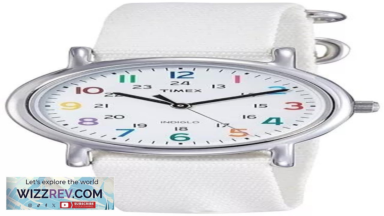 Timex T2N837 Women's Weekender White Nylon Strap Watch Indiglo 31MM Case NEW
