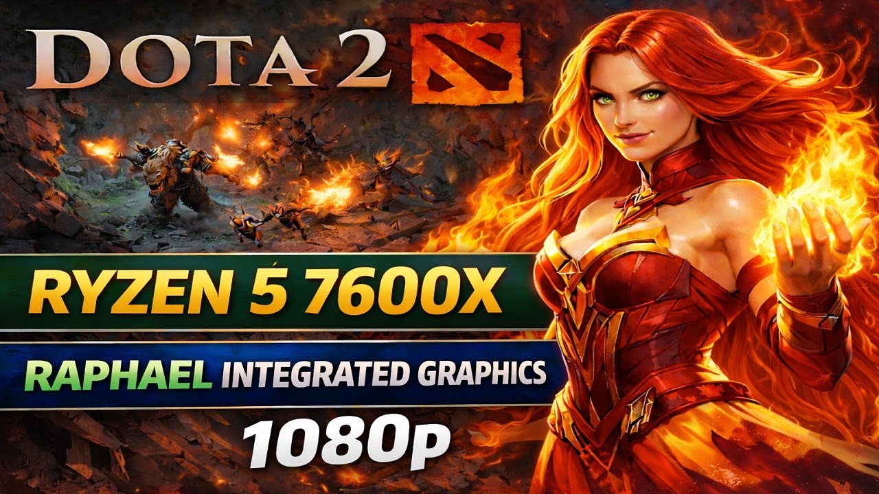Dota 2 on Ryzen 5 7600X 4.7GHz Raphael iGPU 1080p