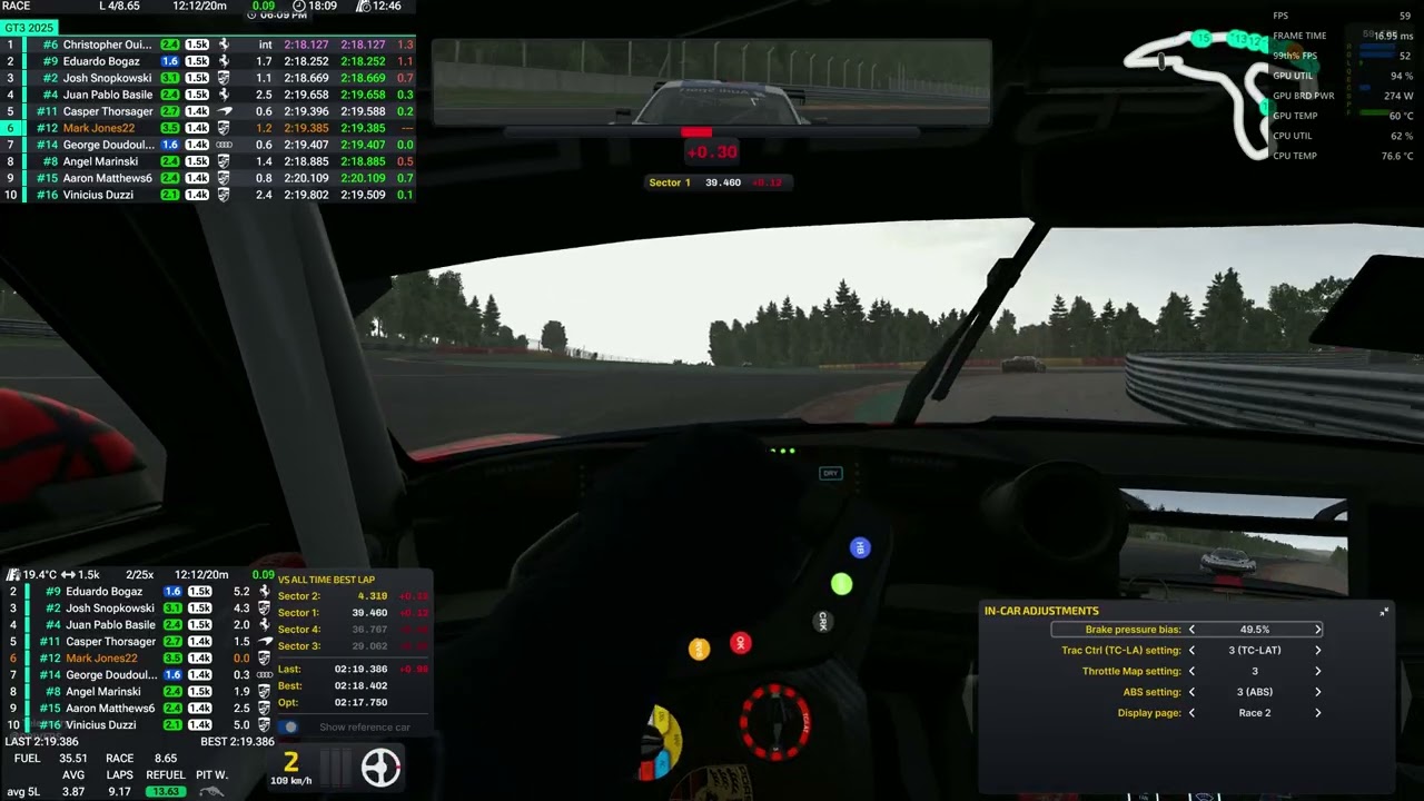 Iracing Porsche GT3 R Spa P6