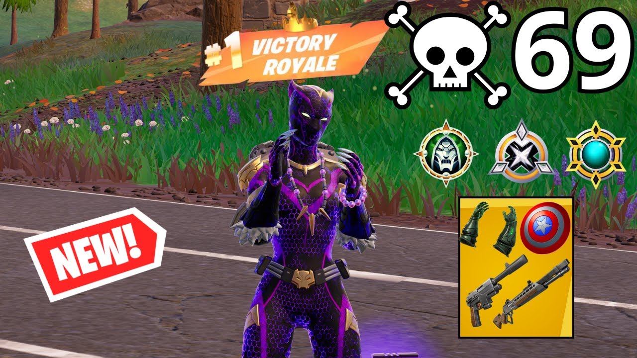 69 Elimination SHURI (BLACK PANTHER) Solo Vs Squads Zero Build Gameplay (Fortnite Chapter 5 Season4)