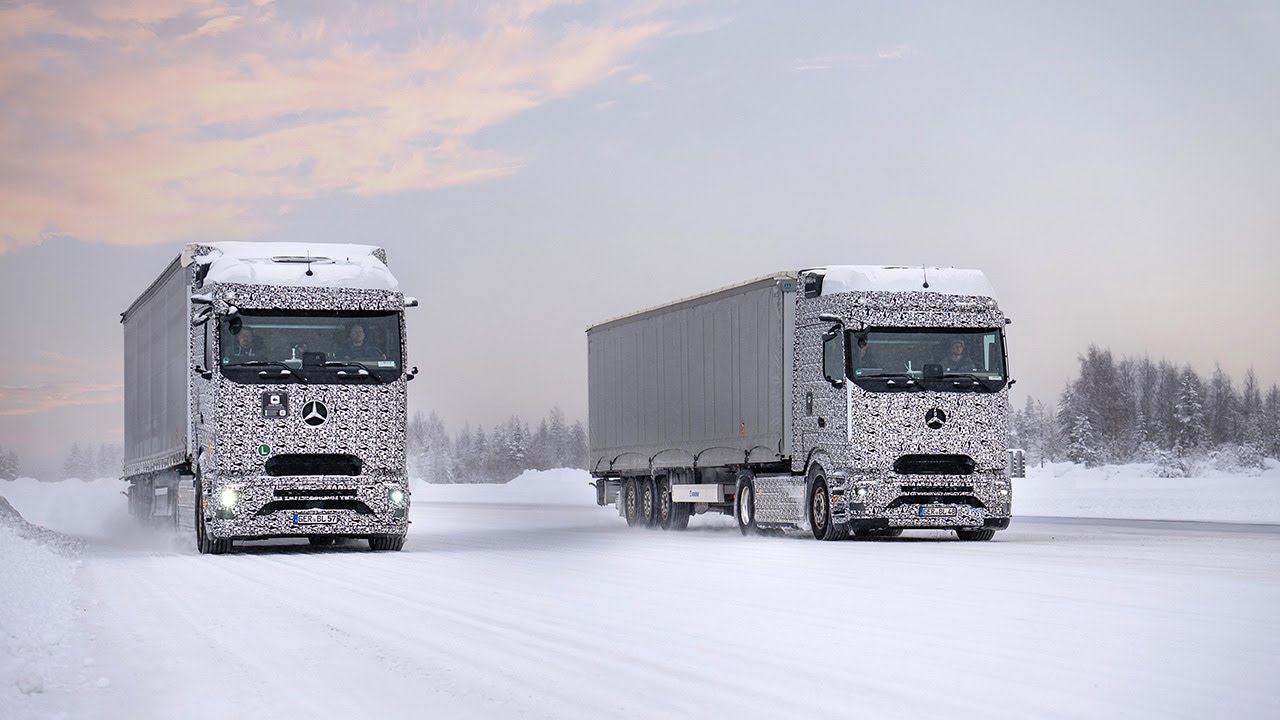 Der eActros 600 bei seiner letzten Wintererprobung in Rovaniemi/Finnland. | Mercedes-Benz Trucks