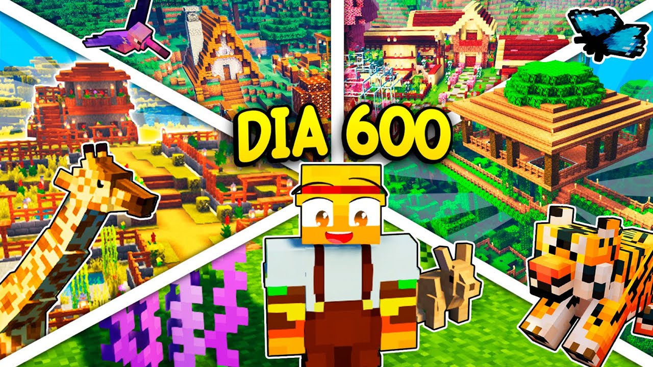 Pas&eacute; 600 D&Iacute;AS construyendo ZOOL&Oacute;GICOS por TODO el MUNDO en MINECRAFT 🦁🐋 PEL&Iacute;CULA COMPLETA