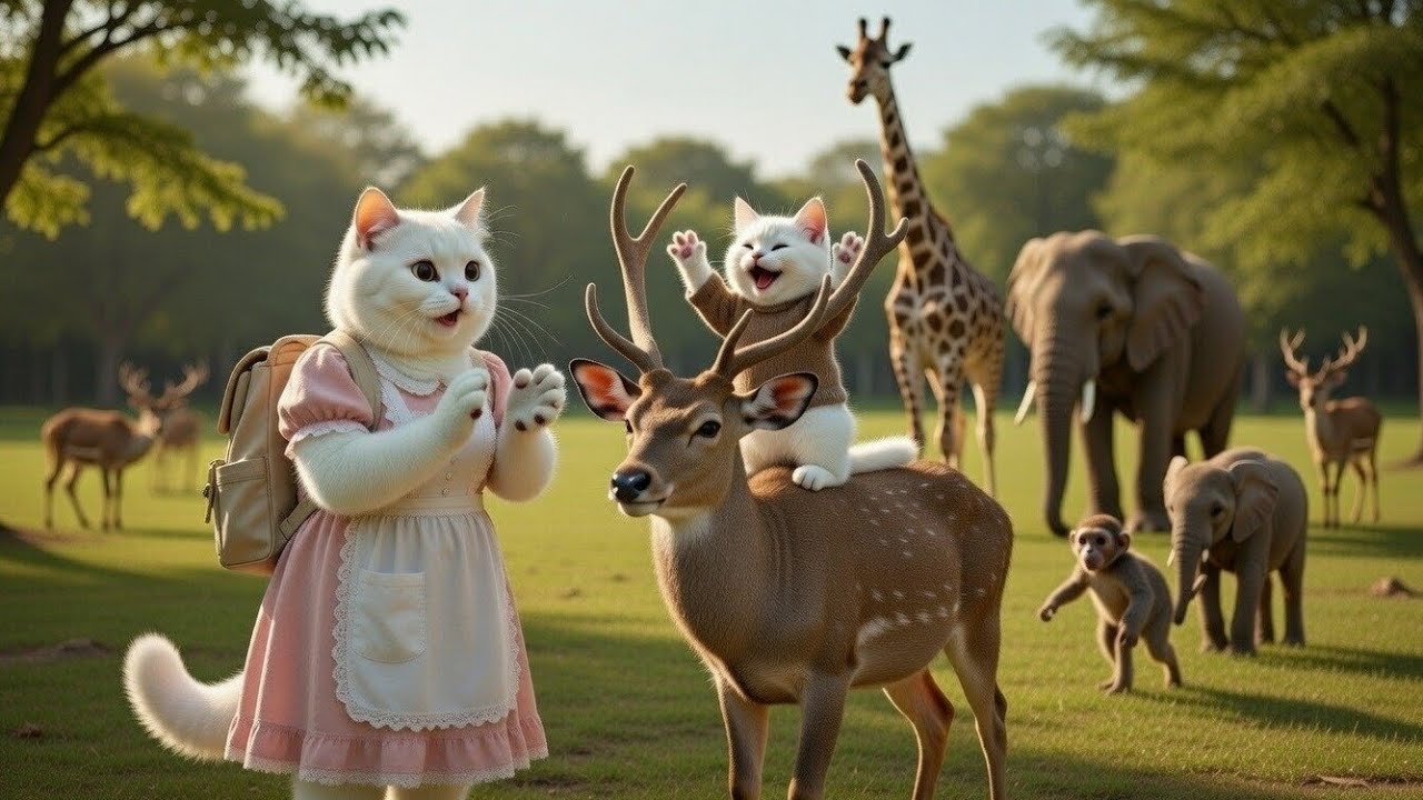 Cute Kitten’s First Zoo Visit – Giraffe Ride, Elephant Fun & Wild Animals 