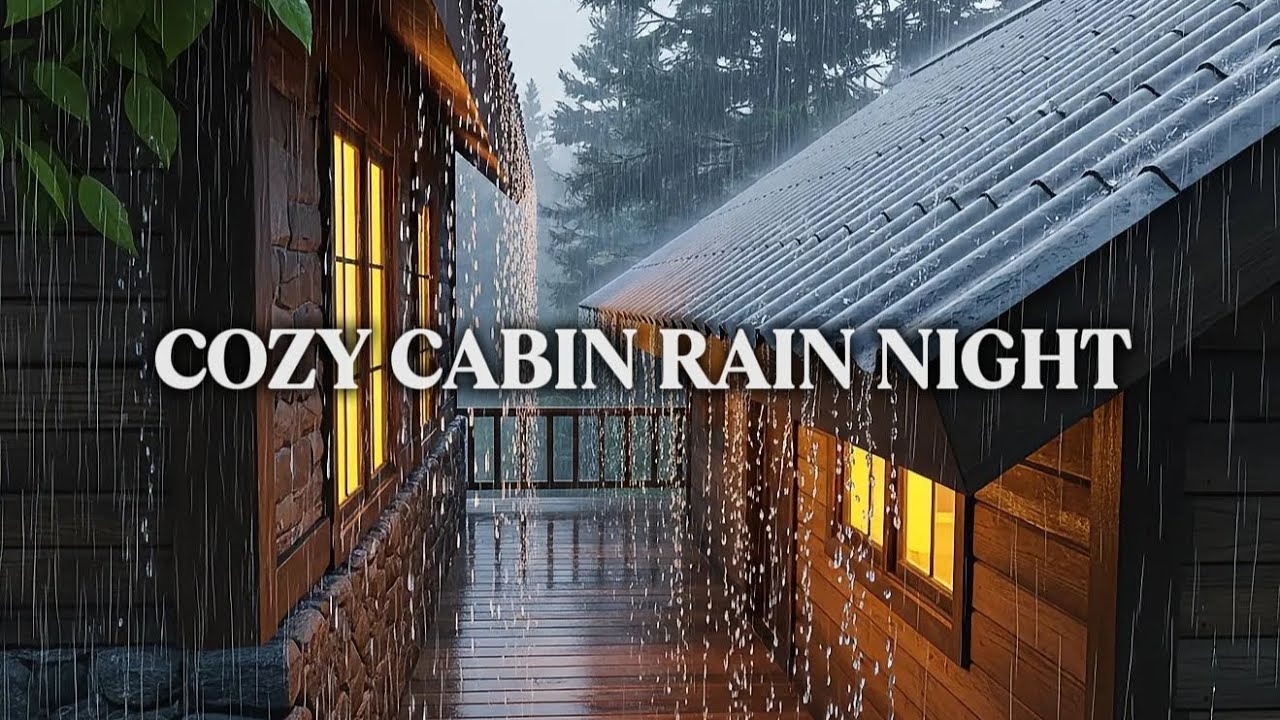 Cozy Rain Cabin at Night 🌧️ Rain on Cabin Roof Sounds for Deep Sleep