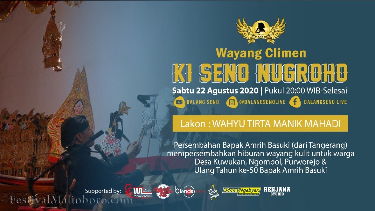 #LiveStreaming Wayang Climen Ki Seno Nugroho - WAHYU TIRTA MANIK MAHADI