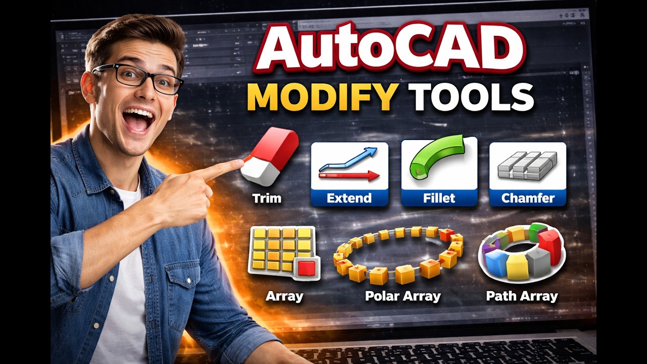 AutoCAD Modify Tools Explained (Beginner Guide)- #autocad #autocadtamil #visioncadstudio