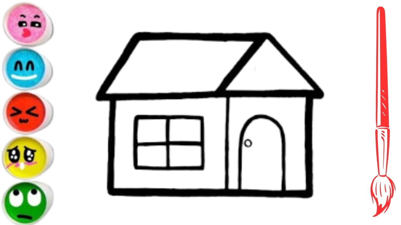 How to draw Simple House step by step || House Draw and paint For kids & Toddlers