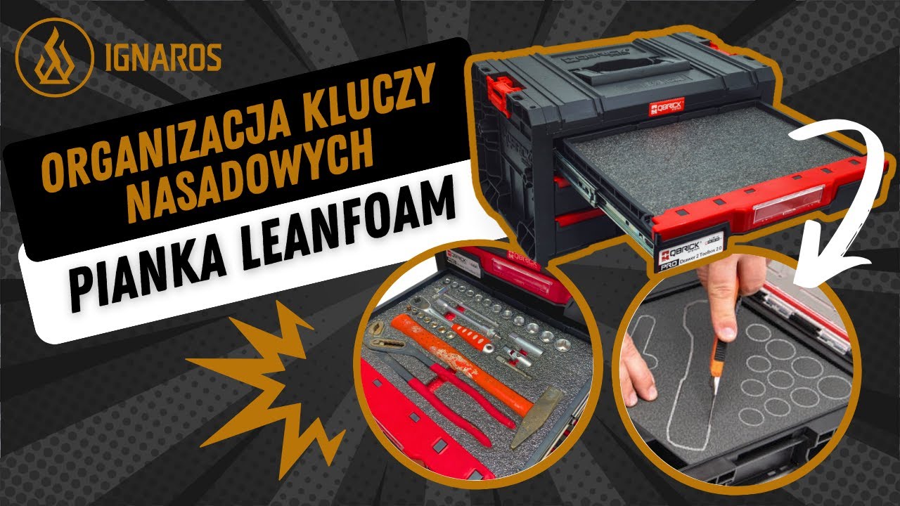 Organizacja szuflady Qbrick PRO | Wycinanie wkładu z pianki Leanfoam pod zestaw narzędzi