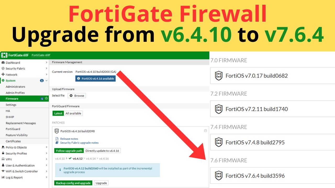 16- How to Upgrade FortiGate Firewall from v6.4.10 to v7.6.4
