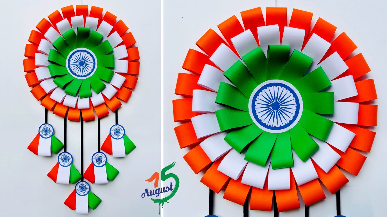 DIY Independence Day Wallhanging Craft // Tricolor wall decoration ideas // 15th August craft