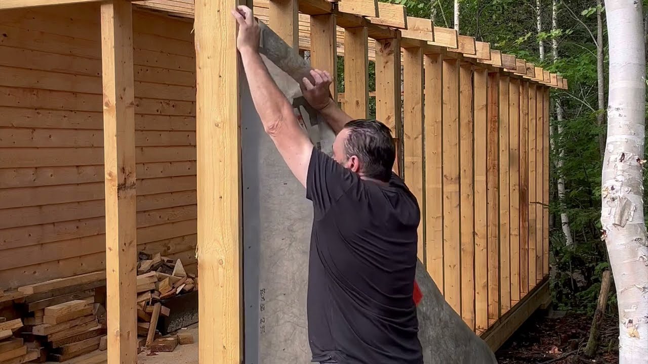 At my off grid log cabin building my shed, woodwork, wilderness, exploration, survival