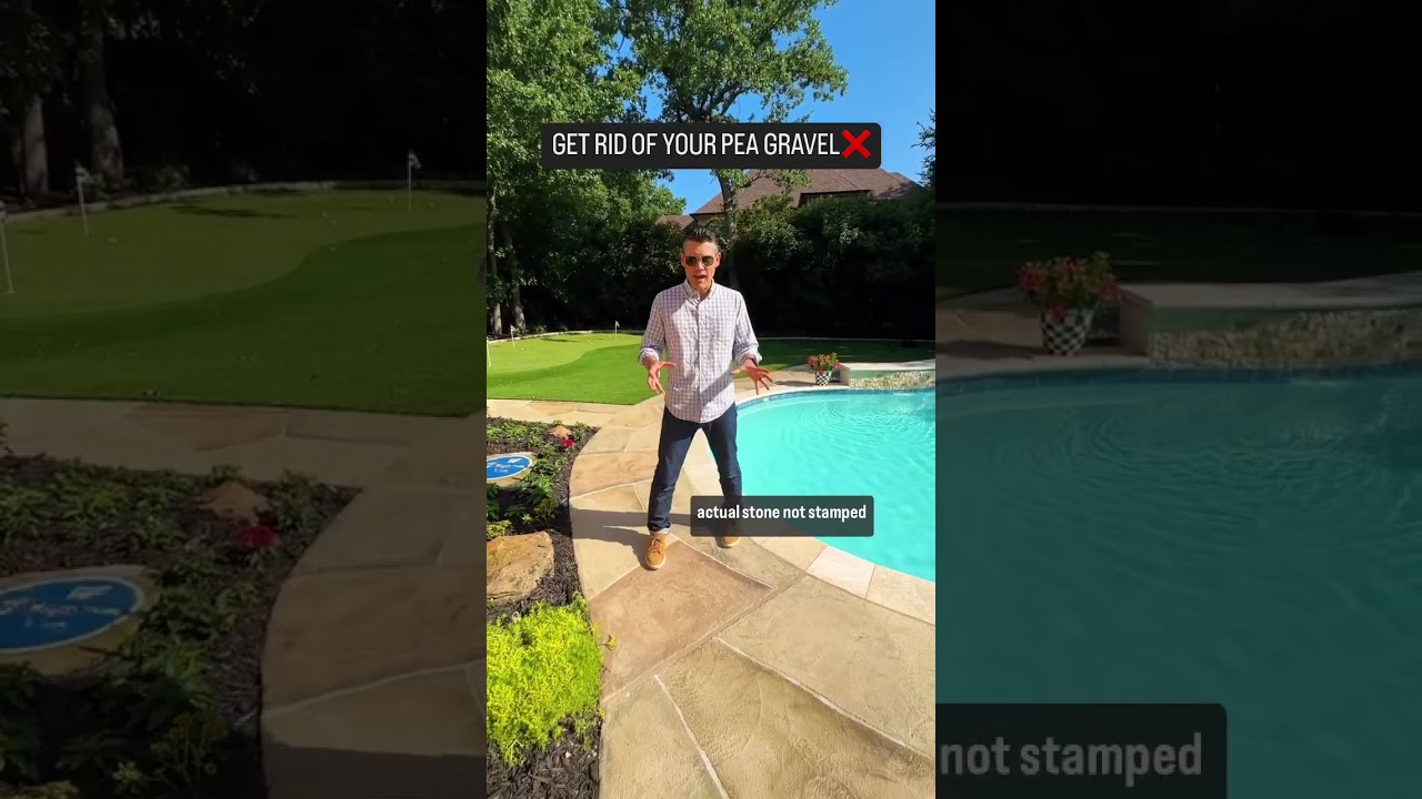 Get Rid of Your Pea Gravel Pool Deck!!❌ #pooldeck #concreteoverlay #patio #remodel