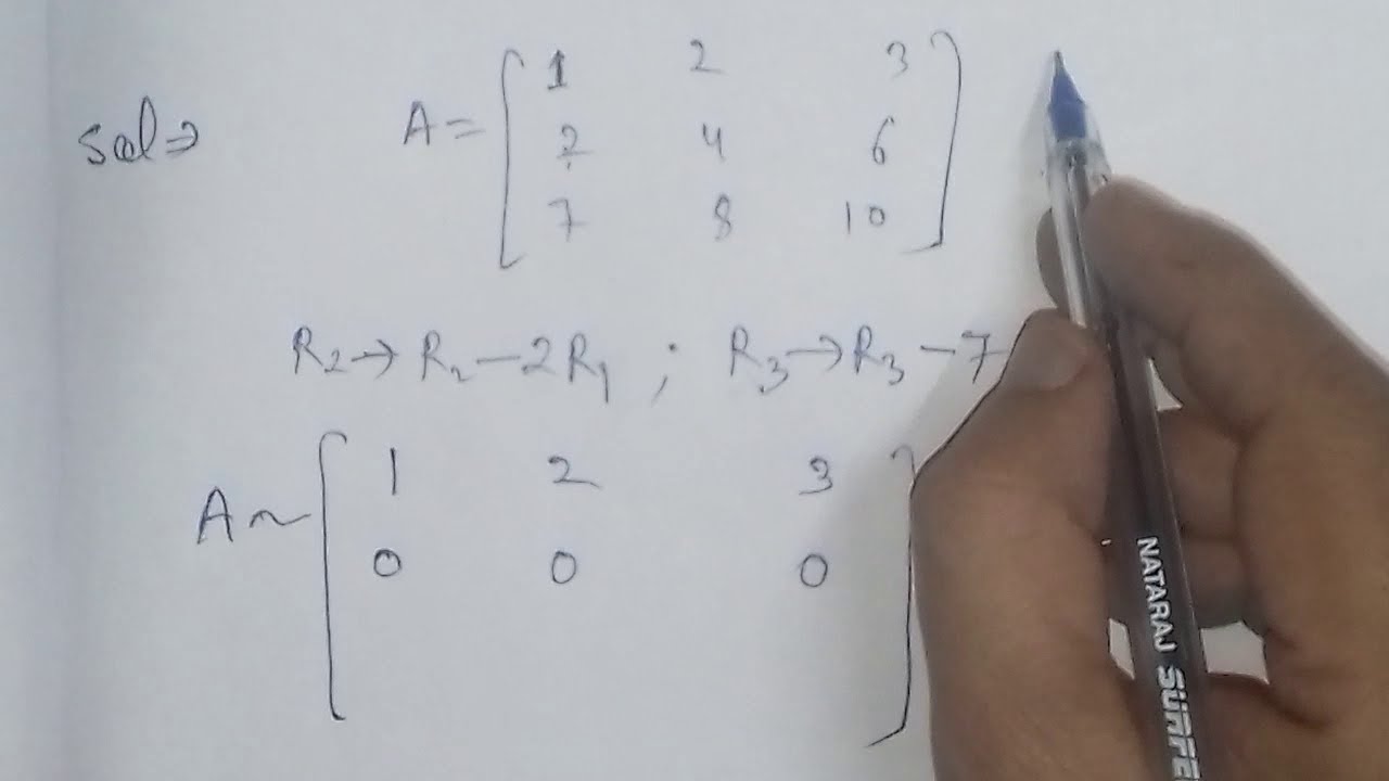 Find the rank of the matrix A=[1. 2.  3.,2. 4.  6,  7.  8.  10]