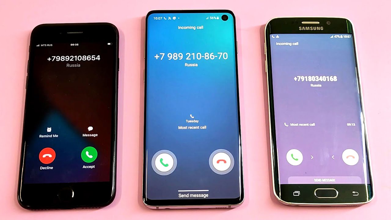 Apple iPhone 7 vs Samsung Galaxy 10 vs Samsung Galaxy S6edge Incoming call & outgoing call