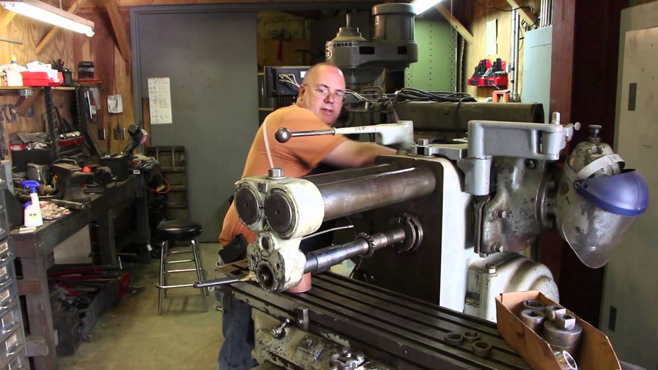 Milling a keyway on a shaft and installing a flat belt pulley on the J. A. Vance Planer Matcher