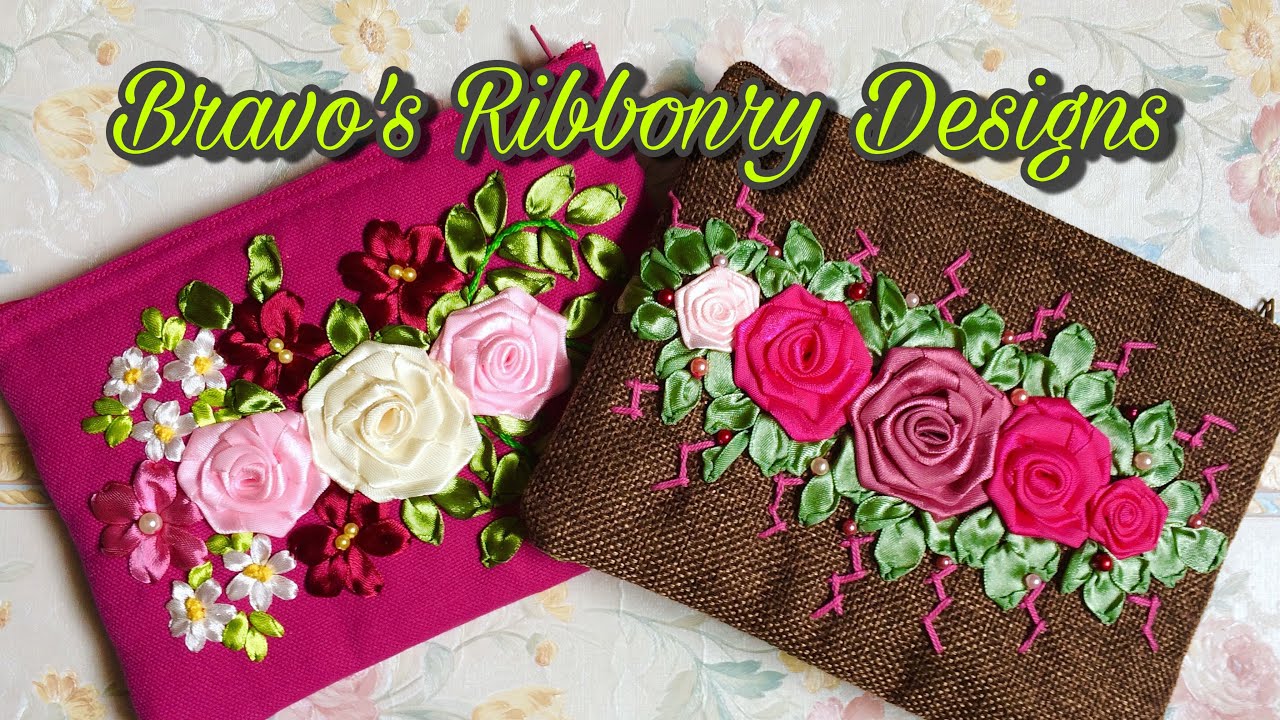 Popular!! Assorted Embroidered Ribbon Flower Designs by Bravo's Ribbonry Designs