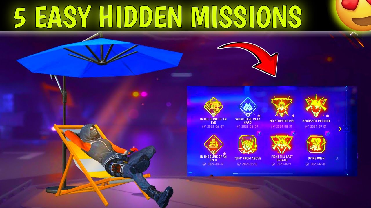 HOW TO COMPLETE ACHIEVEMENTS HIDDEN MISSION || TOP 5 EASY MISSIONS || FREE FIRE 🔥