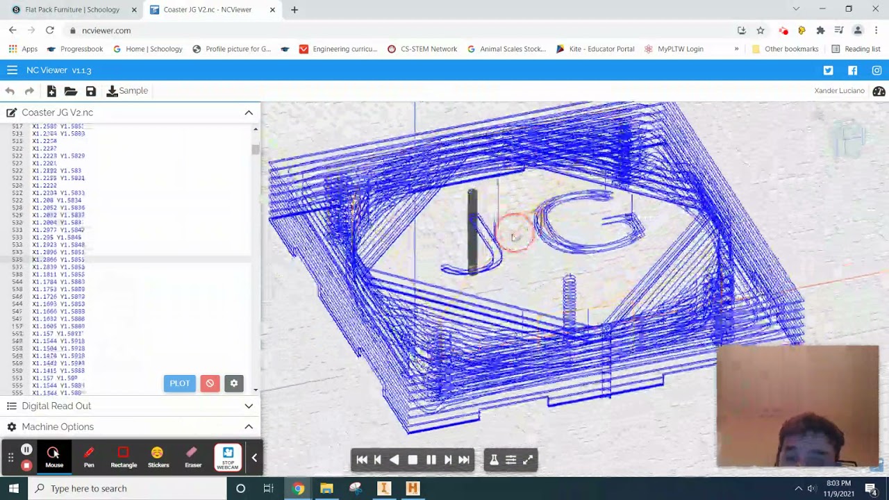 Testing Gcode - .NC viewer (Coaster video 9)