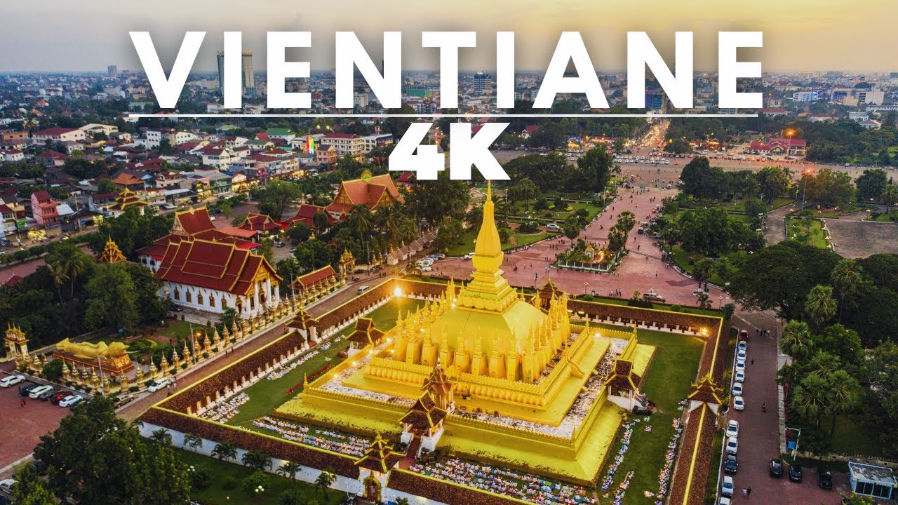 Vientiane, Laos 🇱🇦 in 4k ULTRA HD HDR (60 FPS) - Flying over Vientiane