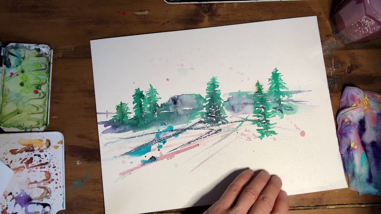 Maltechnik: Aquarell Landschaften - Weihnachtskarten