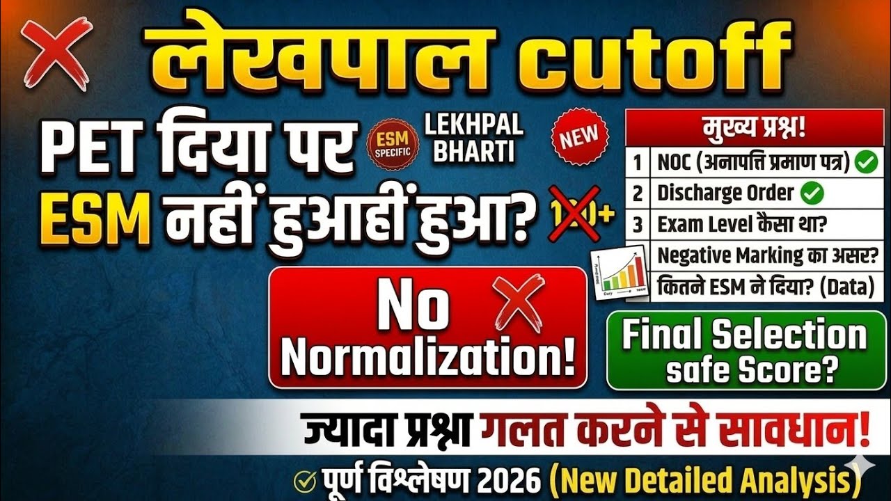 ​UP Lekhpal ESM Cutoff: PET दिया पर ESM नहीं हुआ?  Expected Cutoff | Exam Level  Negative Marking 