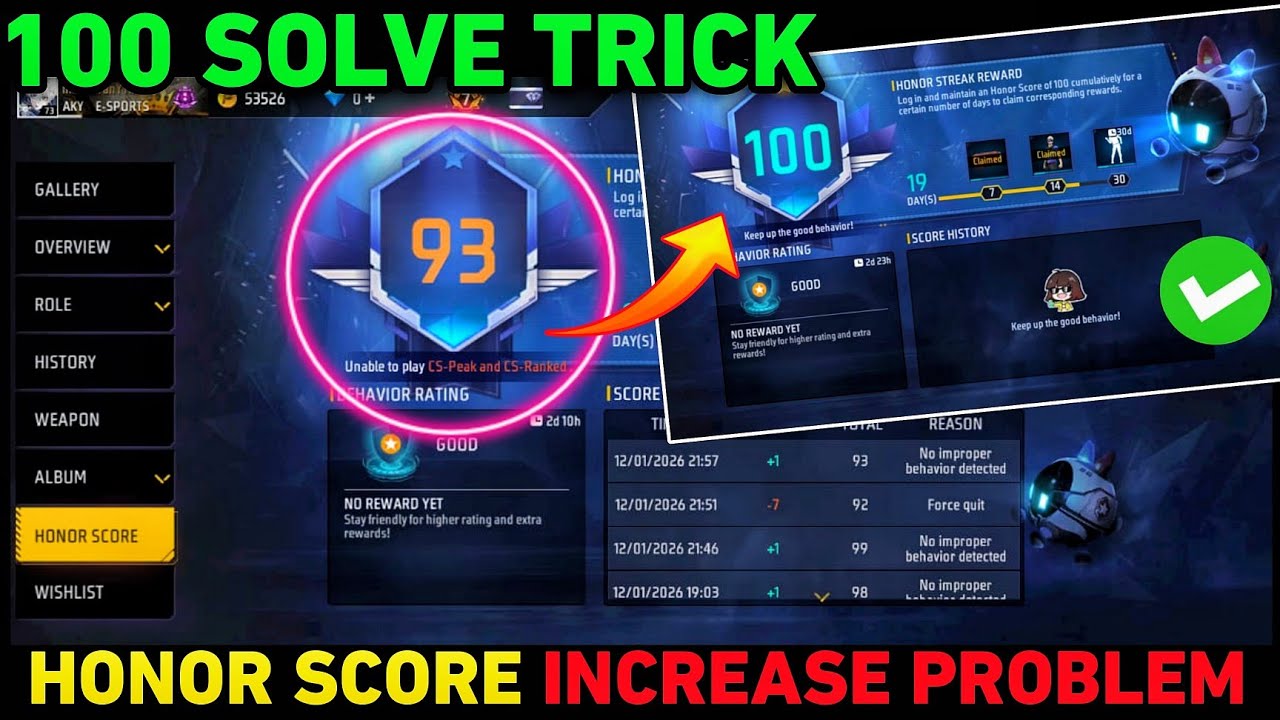 Honor score increase problem 😭 solve ✅ TRICK score nhi badh rha kya kare | Free fire ff max honor 