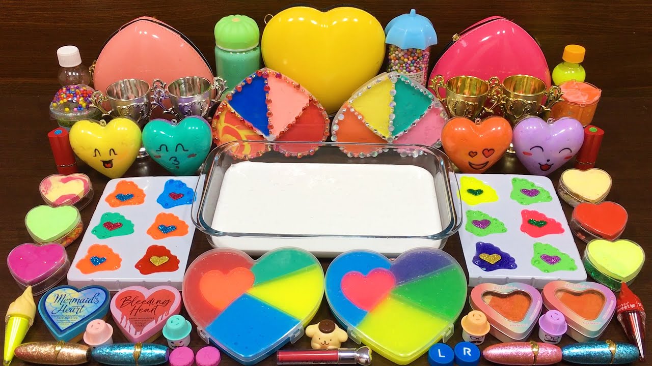 HEART Slime ! Mixing Random Things into GLOSSY Slime | Satisfying Slime Videos #732