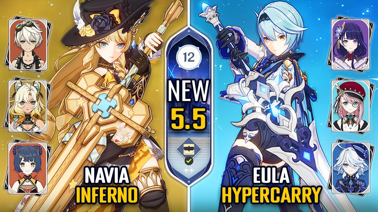 F2P C0 Eula Hypercarry & C0 Navia Inferno Team | NEW Spiral Abyss 5.5 | Floor 12 | Genshin Impact