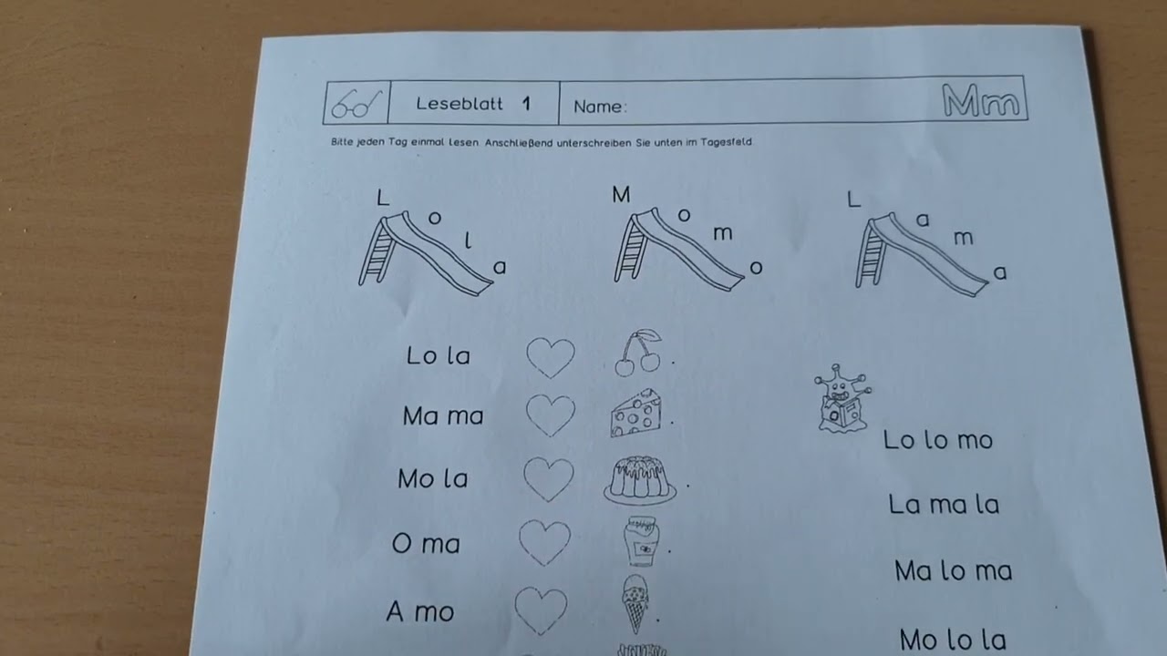 Leseblatt Drachklasse - Wie soll ich das Blatt lesen? Jeden Tag lesen...